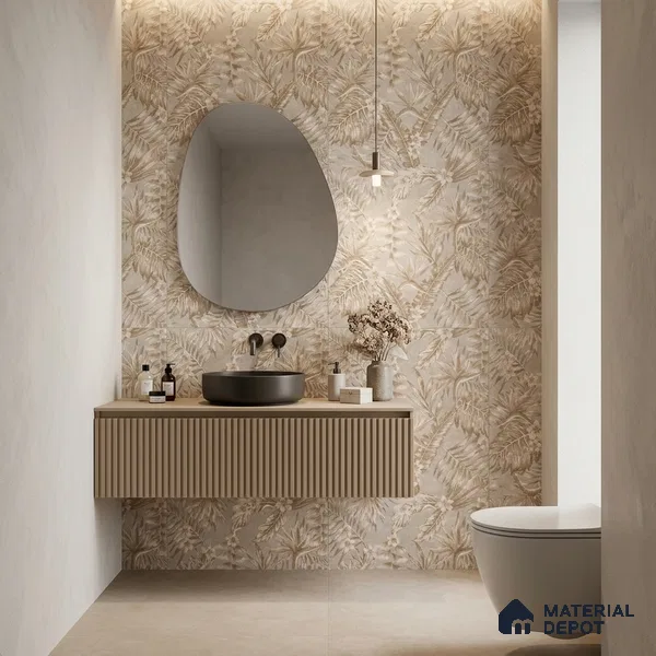 Tropical Wall Tile TL 10935 Crystella Oro Decore 4 ft x 2 ft Carving Matte Finish Vitrified Tile - 9 mm | Suitable for Bathroom, Accent/Feature Wall, Dining Area