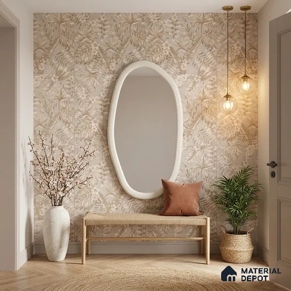 Tropical Wall Tile TL 10935 Crystella Oro Decore 4 ft x 2 ft Carving Matte Finish Vitrified Tile - 9 mm | Suitable for Bathroom, Accent/Feature Wall, Dining Area