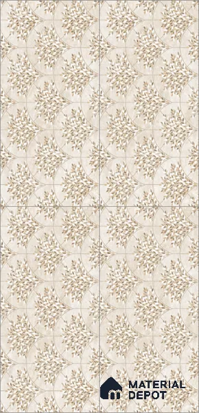 Floral Look Wall Tile TL 10936 Taj Mahal Decore 4 ft x 2 ft Carving Matte Finish Vitrified Tile - 9 mm | Suitable for Bathroom, Accent/Feature Wall, Dining Area