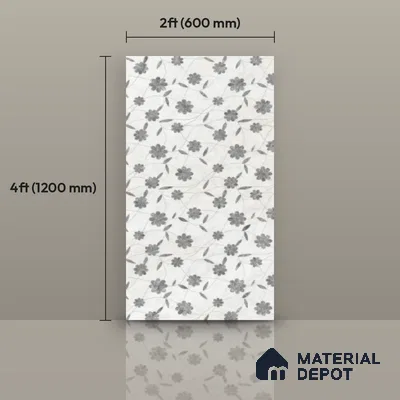 Floral Look Wall Tile TL 10931 Flowerique 4 ft x 2 ft Glossy Finish Vitrified Tile - 9 mm | Suitable for Bathroom, Accent/Feature Wall, Dining Area