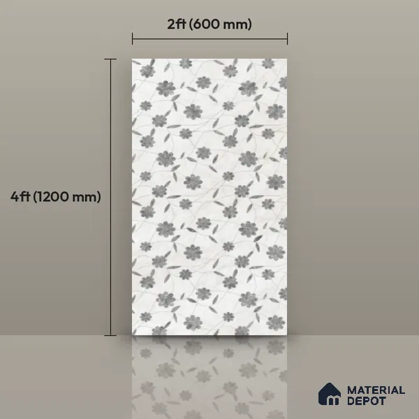 Floral Look Wall Tile TL 10931 Flowerique 4 ft x 2 ft Glossy Finish Vitrified Tile - 9 mm | Suitable for Bathroom, Accent/Feature Wall, Dining Area