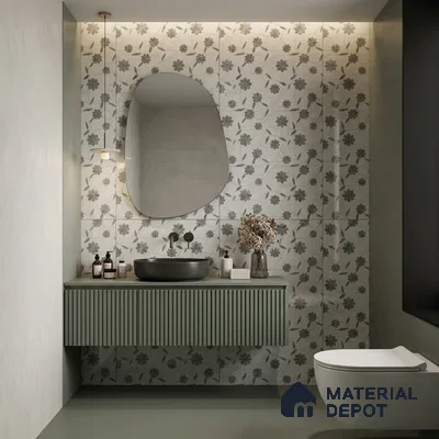 Floral Look Wall Tile TL 10931 Flowerique 4 ft x 2 ft Glossy Finish Vitrified Tile - 9 mm | Suitable for Bathroom, Accent/Feature Wall, Dining Area