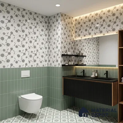Floral Look Wall Tile TL 10931 Flowerique 4 ft x 2 ft Glossy Finish Vitrified Tile - 9 mm | Suitable for Bathroom, Accent/Feature Wall, Dining Area
