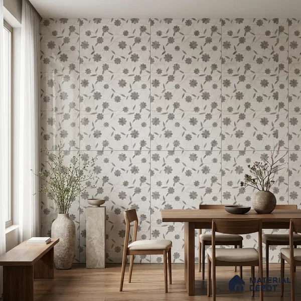 Floral Look Wall Tile TL 10931 Flowerique 4 ft x 2 ft Glossy Finish Vitrified Tile - 9 mm | Suitable for Bathroom, Accent/Feature Wall, Dining Area