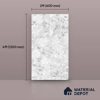 Floral Look Wall Tile TL 10927 Nairobi Florangle White Decore 4 ft x 2 ft Glue Matte Finish Vitrified Tile - 9 mm | Suitable for Bathroom, Accent/Feature Wall, Dining Area