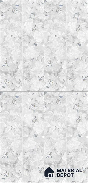 Floral Look Wall Tile TL 10927 Nairobi Florangle White Decore 4 ft x 2 ft Glue Matte Finish Vitrified Tile - 9 mm | Suitable for Bathroom, Accent/Feature Wall, Dining Area