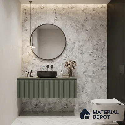 Floral Look Wall Tile TL 10927 Nairobi Florangle White Decore 4 ft x 2 ft Glue Matte Finish Vitrified Tile - 9 mm | Suitable for Bathroom, Accent/Feature Wall, Dining Area