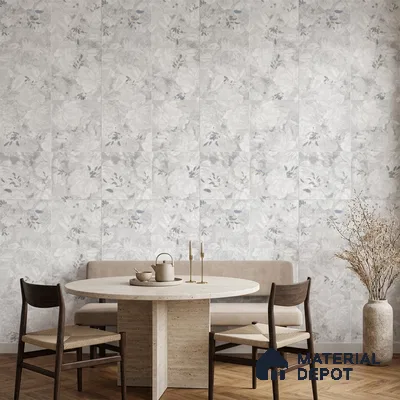 Floral Look Wall Tile TL 10927 Nairobi Florangle White Decore 4 ft x 2 ft Glue Matte Finish Vitrified Tile - 9 mm | Suitable for Bathroom, Accent/Feature Wall, Dining Area
