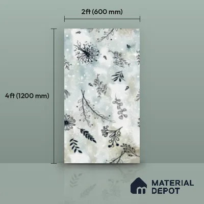 Floral Look Wall Tile TL 10923 Domain Green Decore 4 ft x 2 ft Glue Matte Finish Vitrified Tile - 9 mm | Suitable for Bathroom, Accent/Feature Wall, Dining Area