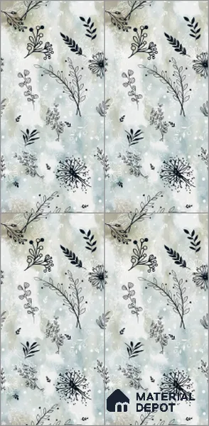 Floral Look Wall Tile TL 10923 Domain Green Decore 4 ft x 2 ft Glue Matte Finish Vitrified Tile - 9 mm | Suitable for Bathroom, Accent/Feature Wall, Dining Area