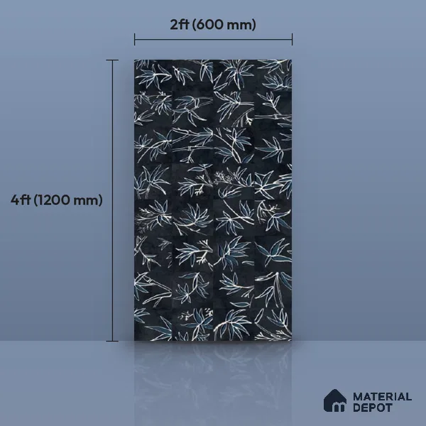 Tropical Wall Tile TL 10942 Greenish Leaf Decore 4 ft x 2 ft Matte Finish Vitrified Tile - 9 mm | Suitable for Bathroom, Accent/Feature Wall, Dining Area