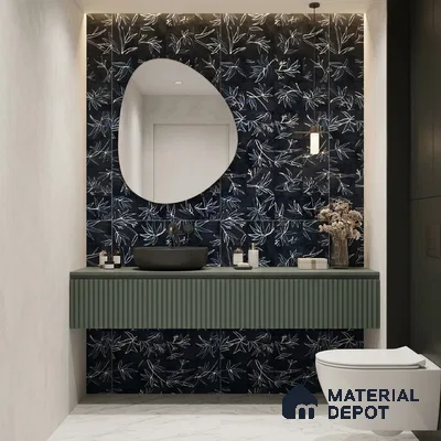 Tropical Wall Tile TL 10942 Greenish Leaf Decore 4 ft x 2 ft Matte Finish Vitrified Tile - 9 mm | Suitable for Bathroom, Accent/Feature Wall, Dining Area