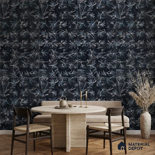 Tropical Wall Tile TL 10942 Greenish Leaf Decore 4 ft x 2 ft Matte Finish Vitrified Tile - 9 mm | Suitable for Bathroom, Accent/Feature Wall, Dining Area