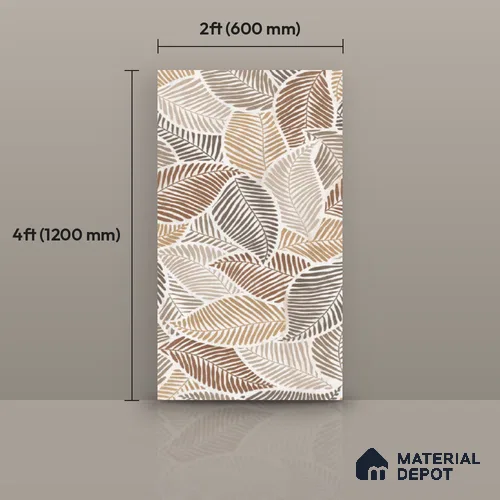 Tropical Wall Tile TL 10939 Nestos Leaf Decore 4 ft x 2 ft Silk Matte Finish Vitrified Tile - 9 mm | Suitable for Bathroom, Accent/Feature Wall, Dining Area