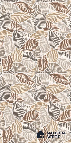 Tropical Wall Tile TL 10939 Nestos Leaf Decore 4 ft x 2 ft Silk Matte Finish Vitrified Tile - 9 mm | Suitable for Bathroom, Accent/Feature Wall, Dining Area