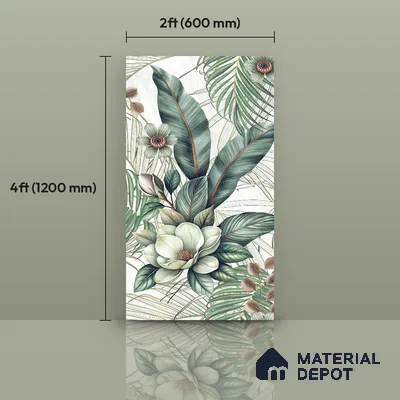 Tropical Wall Tile TL 12294 Lithics Decore 4 ft x 2 ft Pearl Carving Finish Vitrified Tile - 9 mm | 2 Random Designs | Suitable for Bathroom, Accent/Feature Wall, Foyer