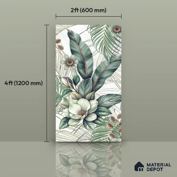 Tropical Wall Tile TL 12294 Lithics Decore 4 ft x 2 ft Pearl Carving Finish Vitrified Tile - 9 mm | 2 Random Designs | Suitable for Bathroom, Accent/Feature Wall, Foyer