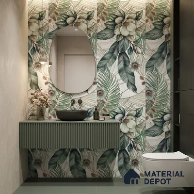 Tropical Wall Tile TL 12294 Lithics Decore 4 ft x 2 ft Pearl Carving Finish Vitrified Tile - 9 mm | 2 Random Designs | Suitable for Bathroom, Accent/Feature Wall, Foyer
