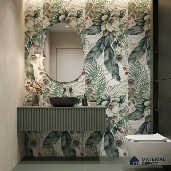 Tropical Wall Tile TL 12294 Lithics Decore 4 ft x 2 ft Pearl Carving Finish Vitrified Tile - 9 mm | 2 Random Designs | Suitable for Bathroom, Accent/Feature Wall, Foyer