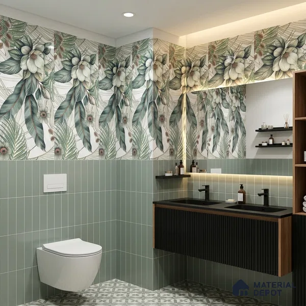 Tropical Wall Tile TL 12294 Lithics Decore 4 ft x 2 ft Pearl Carving Finish Vitrified Tile - 9 mm | 2 Random Designs | Suitable for Bathroom, Accent/Feature Wall, Foyer