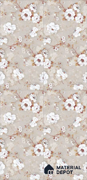 Floral Wall Tile TL 12463 B 4 ft x 2 ft Vitrified Glossy Finish Tile - 9 mm | Suitable for Bathroom, Accent/Feature Wall, Dining Area