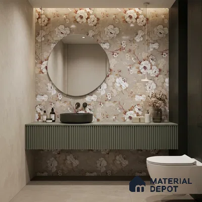 Floral Wall Tile TL 12463 B  4 ft x 2 ft Vitrified Glossy Finish Tile - 9 mm | Suitable for Bathroom, Accent/Feature Wall, Dining Area