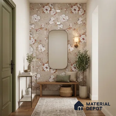 Floral Wall Tile TL 12463 B  4 ft x 2 ft Vitrified Glossy Finish Tile - 9 mm | Suitable for Bathroom, Accent/Feature Wall, Dining Area