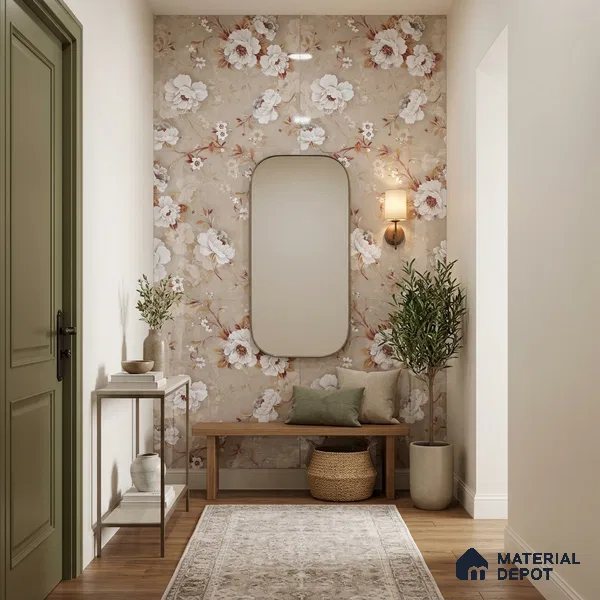 Floral Wall Tile TL 12463 B 4 ft x 2 ft Vitrified Glossy Finish Tile - 9 mm | Suitable for Bathroom, Accent/Feature Wall, Dining Area