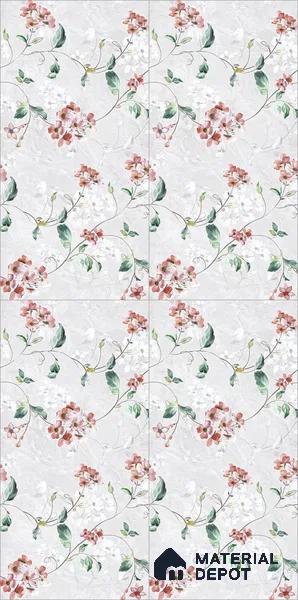 Floral Wall Tile TL 12465 B  4 ft x 2 ft Vitrified Glossy Finish Tile - 9 mm | Suitable for Bathroom, Accent/Feature Wall, Dining Area