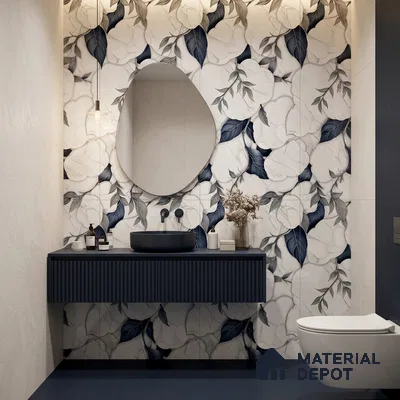 Floral Wall Tile TL 12293 B Verniz Decore 4 ft x 2 ft Pearl Carving Finish Vitrified Tile - 9 mm | Suitable for Bathroom, Accent/Feature Wall, Dining Area