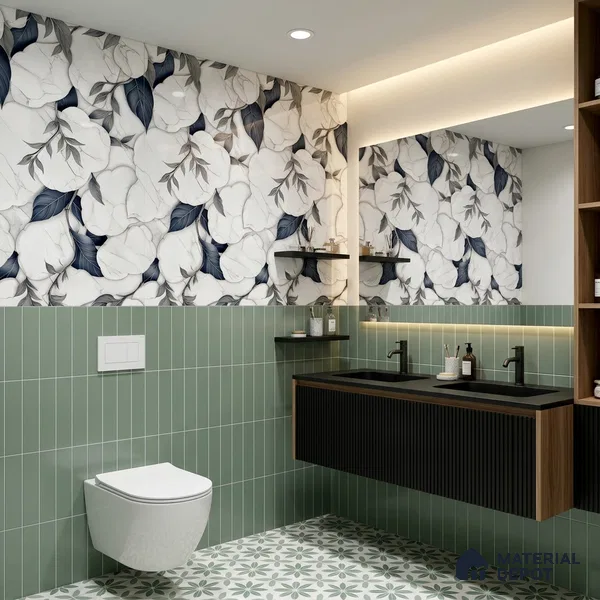 Floral Wall Tile TL 12293 B Verniz Decore 4 ft x 2 ft Pearl Carving Finish Vitrified Tile - 9 mm | Suitable for Bathroom, Accent/Feature Wall, Dining Area