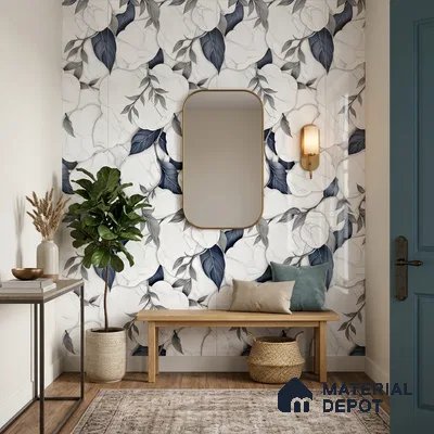 Floral Wall Tile TL 12293 B Verniz Decore 4 ft x 2 ft Pearl Carving Finish Vitrified Tile - 9 mm | Suitable for Bathroom, Accent/Feature Wall, Dining Area