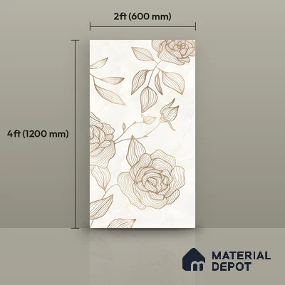 Floral Wall Tile TL 12220 B Jude Onyx Ivory Decore 4 ft x 2 ft Mattcer Glid Finish Vitrified Tile - 9 mm | 4 Random Designs | Suitable for Bathroom, Accent/Feature Wall, Dining Area