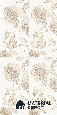 Floral Wall Tile TL 12220 B Jude Onyx Ivory Decore 4 ft x 2 ft Mattcer Glid Finish Vitrified Tile - 9 mm | 4 Random Designs | Suitable for Bathroom, Accent/Feature Wall, Dining Area