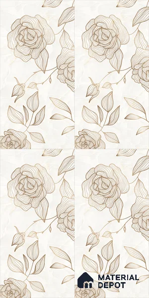 Floral Wall Tile TL 12220 B Jude Onyx Ivory Decore 4 ft x 2 ft Mattcer Glid Finish Vitrified Tile - 9 mm | 4 Random Designs | Suitable for Bathroom, Accent/Feature Wall, Dining Area