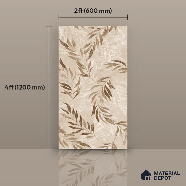 Tropical Wall Tile TL 12233 Mural Decore 4 ft x 2 ft Policer Glid Finish Vitrified Tile - 9 mm | Suitable for Bathroom, Accent/Feature Wall, Dining Area