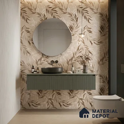 Tropical Wall Tile TL 12233 Mural Decore 4 ft x 2 ft Policer Glid Finish Vitrified Tile - 9 mm | Suitable for Bathroom, Accent/Feature Wall, Dining Area