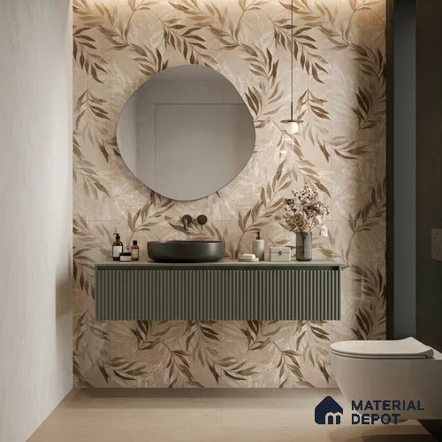 Tropical Wall Tile TL 12233 Mural Decore 4 ft x 2 ft Policer Glid Finish Vitrified Tile - 9 mm | Suitable for Bathroom, Accent/Feature Wall, Dining Area