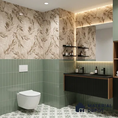 Tropical Wall Tile TL 12233 Mural Decore 4 ft x 2 ft Policer Glid Finish Vitrified Tile - 9 mm | Suitable for Bathroom, Accent/Feature Wall, Dining Area