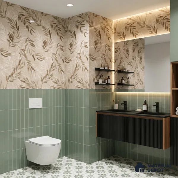 Tropical Wall Tile TL 12233 Mural Decore 4 ft x 2 ft Policer Glid Finish Vitrified Tile - 9 mm | Suitable for Bathroom, Accent/Feature Wall, Dining Area
