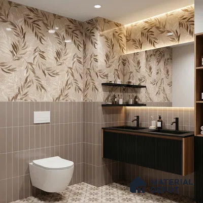 Tropical Wall Tile TL 12233 Mural Decore 4 ft x 2 ft Policer Glid Finish Vitrified Tile - 9 mm | Suitable for Bathroom, Accent/Feature Wall, Dining Area