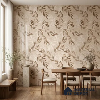 Tropical Wall Tile TL 12233 Mural Decore 4 ft x 2 ft Policer Glid Finish Vitrified Tile - 9 mm | Suitable for Bathroom, Accent/Feature Wall, Dining Area