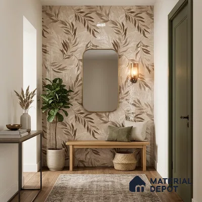 Tropical Wall Tile TL 12233 Mural Decore 4 ft x 2 ft Policer Glid Finish Vitrified Tile - 9 mm | Suitable for Bathroom, Accent/Feature Wall, Dining Area