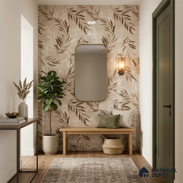 Tropical Wall Tile TL 12233 Mural Decore 4 ft x 2 ft Policer Glid Finish Vitrified Tile - 9 mm | Suitable for Bathroom, Accent/Feature Wall, Dining Area