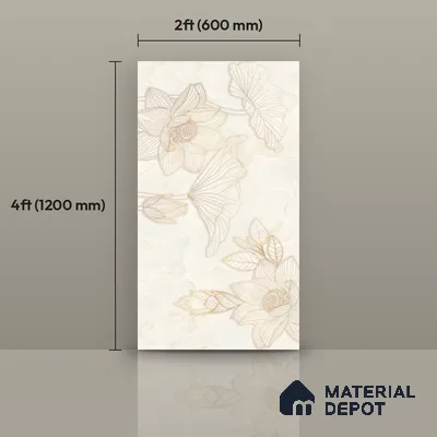 Floral Wall Tile TL 12295 Parker Decore 4 ft x 2 ft Pearl Carving Finish Vitrified Tile - 9 mm | 4 Random Designs | Suitable for Bathroom, Accent/Feature Wall, Dining Area