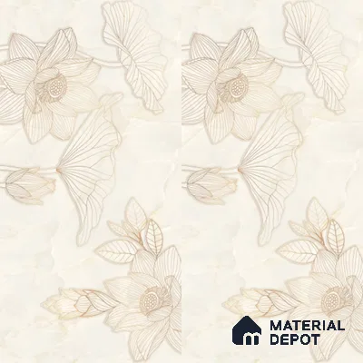Floral Wall Tile TL 12295 Parker Decore 4 ft x 2 ft Pearl Carving Finish Vitrified Tile - 9 mm | 4 Random Designs | Suitable for Bathroom, Accent/Feature Wall, Dining Area