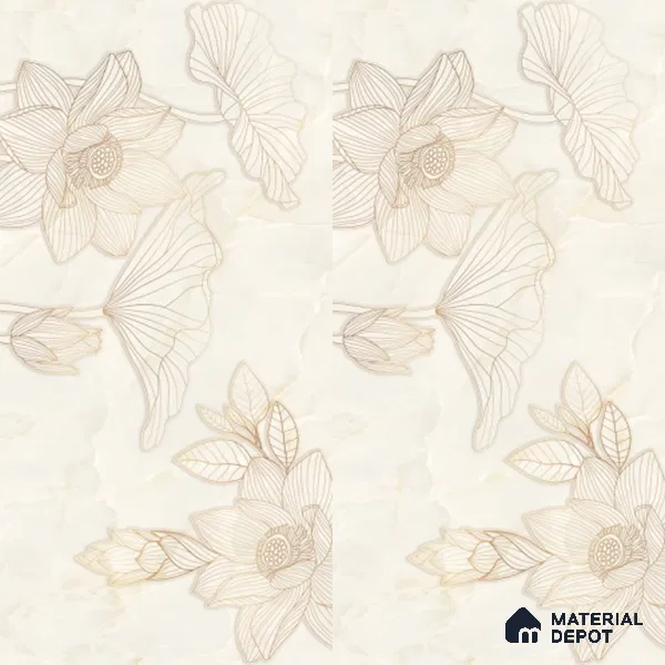 Floral Wall Tile TL 12295 Parker Decore 4 ft x 2 ft Pearl Carving Finish Vitrified Tile - 9 mm | 4 Random Designs | Suitable for Bathroom, Accent/Feature Wall, Dining Area