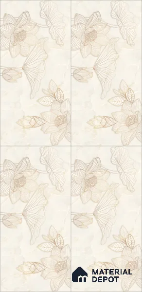 Floral Wall Tile TL 12295 Parker Decore 4 ft x 2 ft Pearl Carving Finish Vitrified Tile - 9 mm | 4 Random Designs | Suitable for Bathroom, Accent/Feature Wall, Dining Area