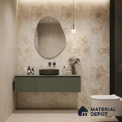 Floral Wall Tile TL 12295 Parker Decore 4 ft x 2 ft Pearl Carving Finish Vitrified Tile - 9 mm | 4 Random Designs | Suitable for Bathroom, Accent/Feature Wall, Dining Area