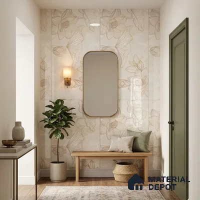 Floral Wall Tile TL 12295 Parker Decore 4 ft x 2 ft Pearl Carving Finish Vitrified Tile - 9 mm | 4 Random Designs | Suitable for Bathroom, Accent/Feature Wall, Dining Area